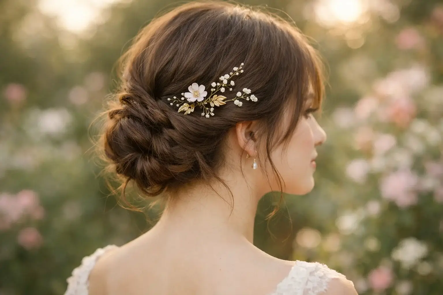 The Romantic Low Twist with Floral Pins