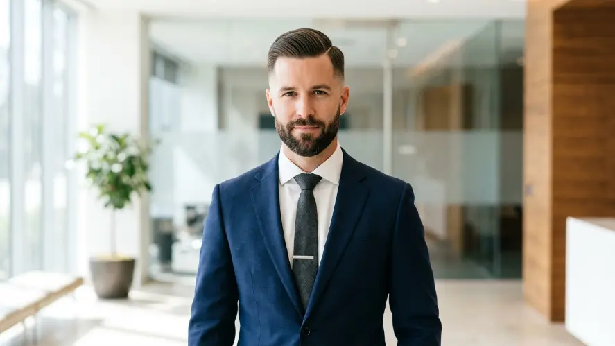 The Side Part with Short Full Beard