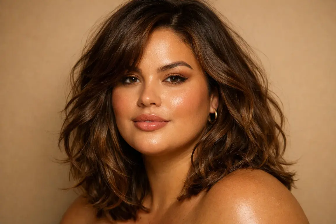 Shoulder Length Waves with Face-Framing Layers