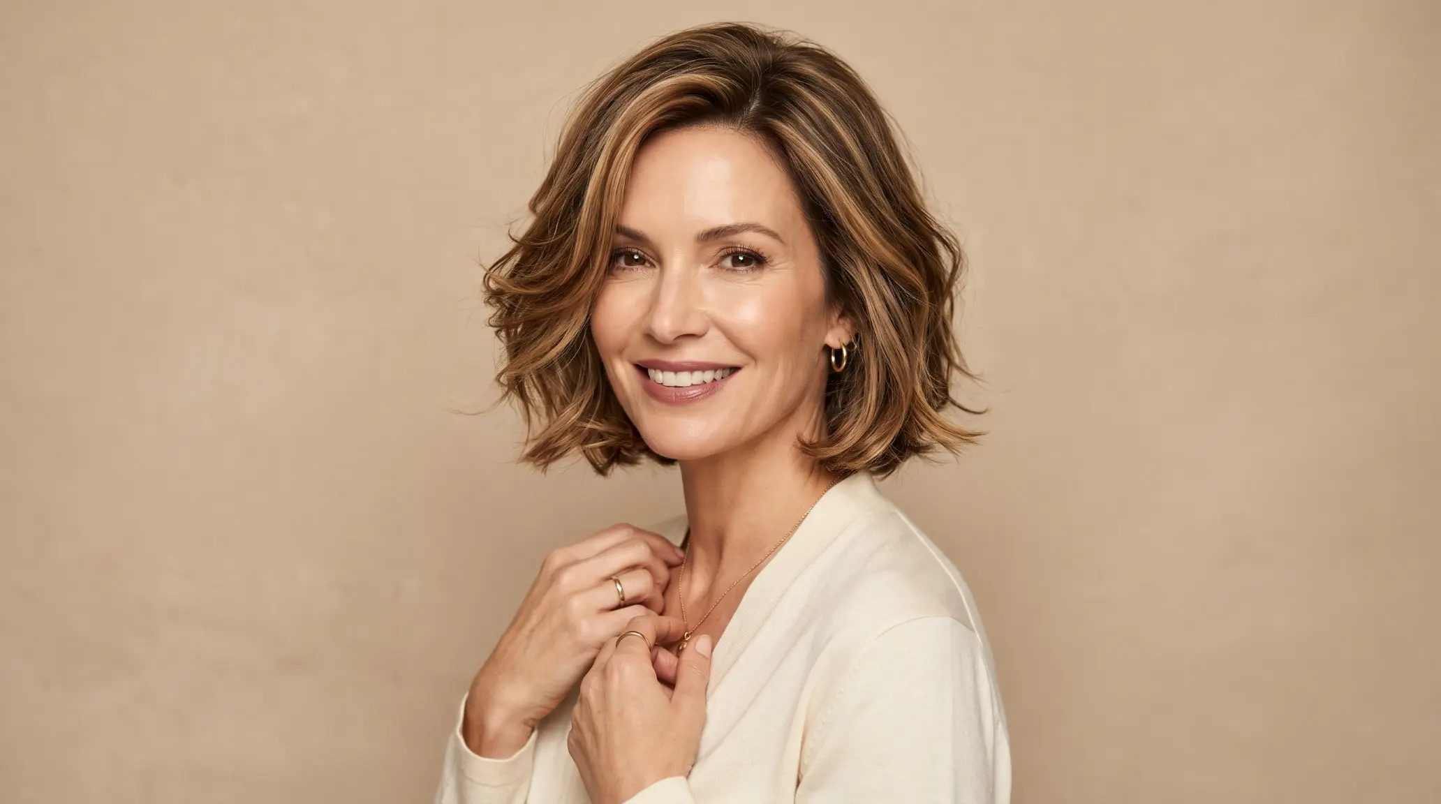 The Classic Layered Bob with Caramel Highlights