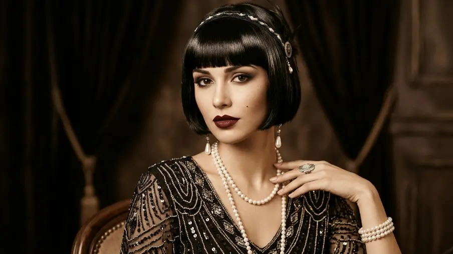 The 1920s Flapper Bob with Blunt Bangs