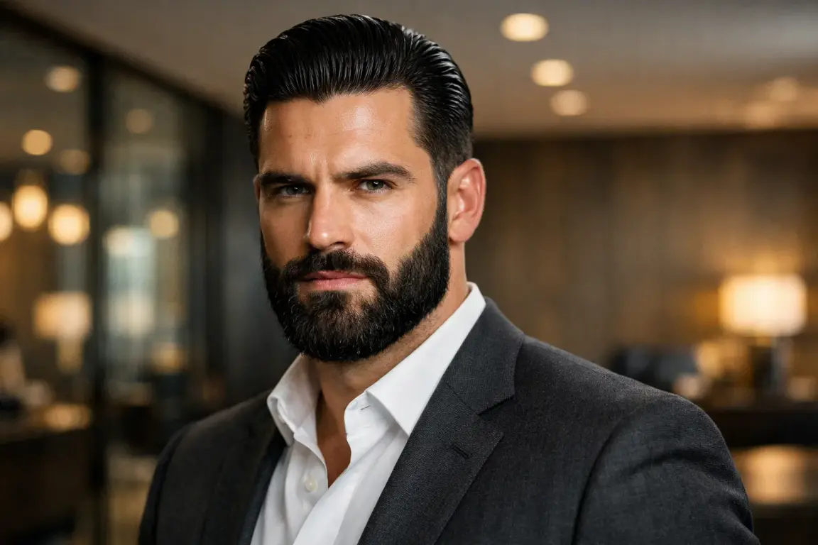 The Classic Slick Back with Full Beard
