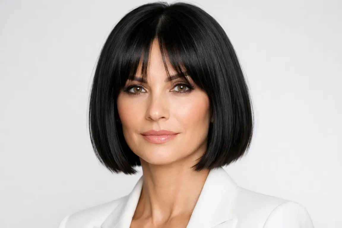 Blunt Bob with Curtain Bangs