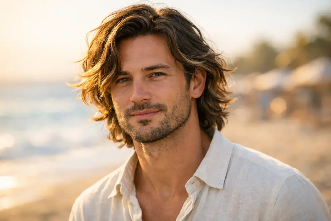 Golden Highlights on Wavy Hair