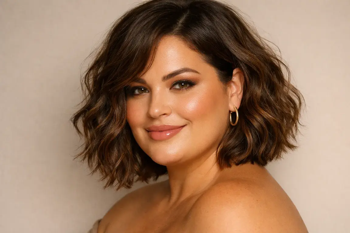 Textured Wavy Bob for Plus Size Women
