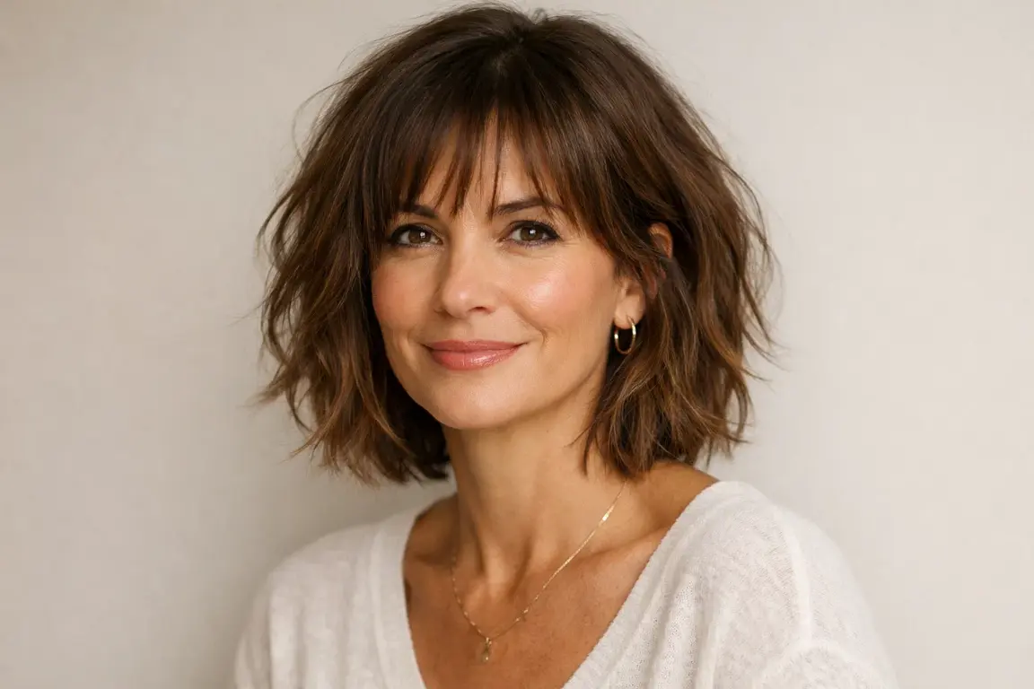 . Tousled Bob With Wispy Bangs