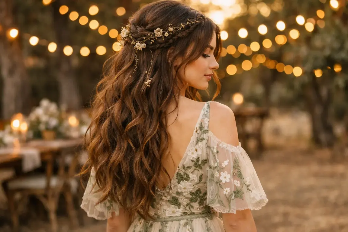 Boho Half Up with Hidden Braids