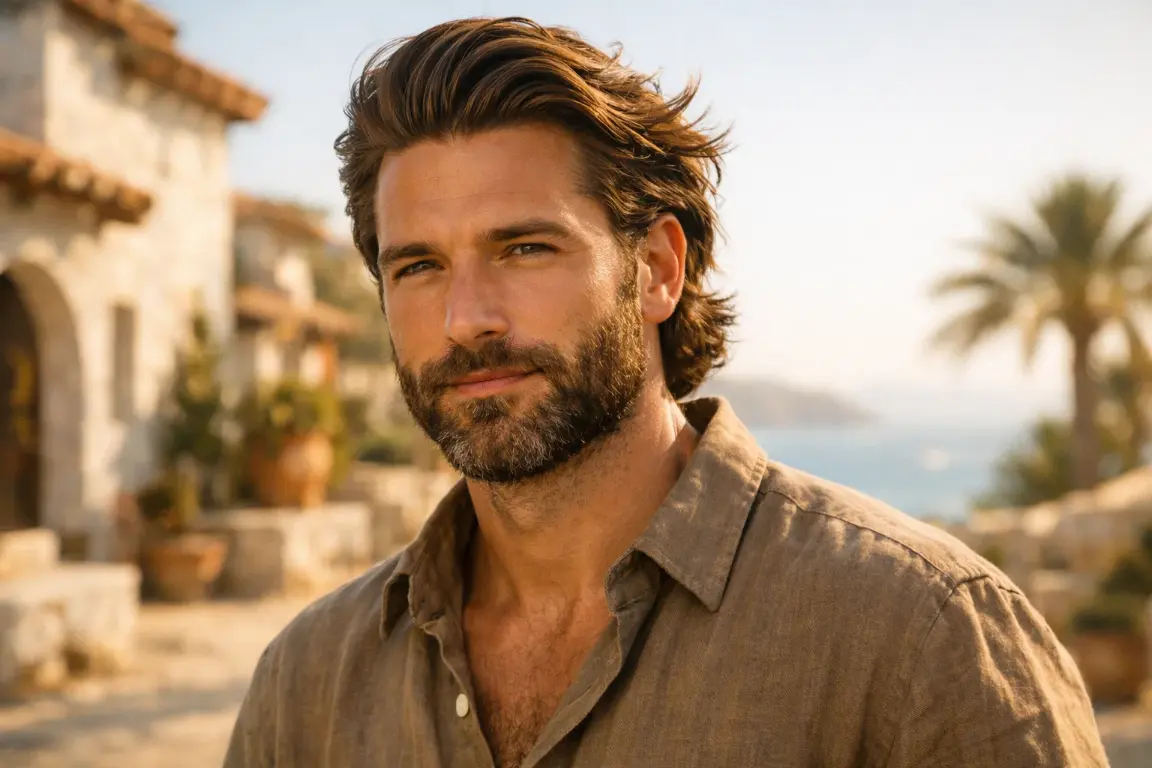 The Slick Back Flow with Natural Textured Beard