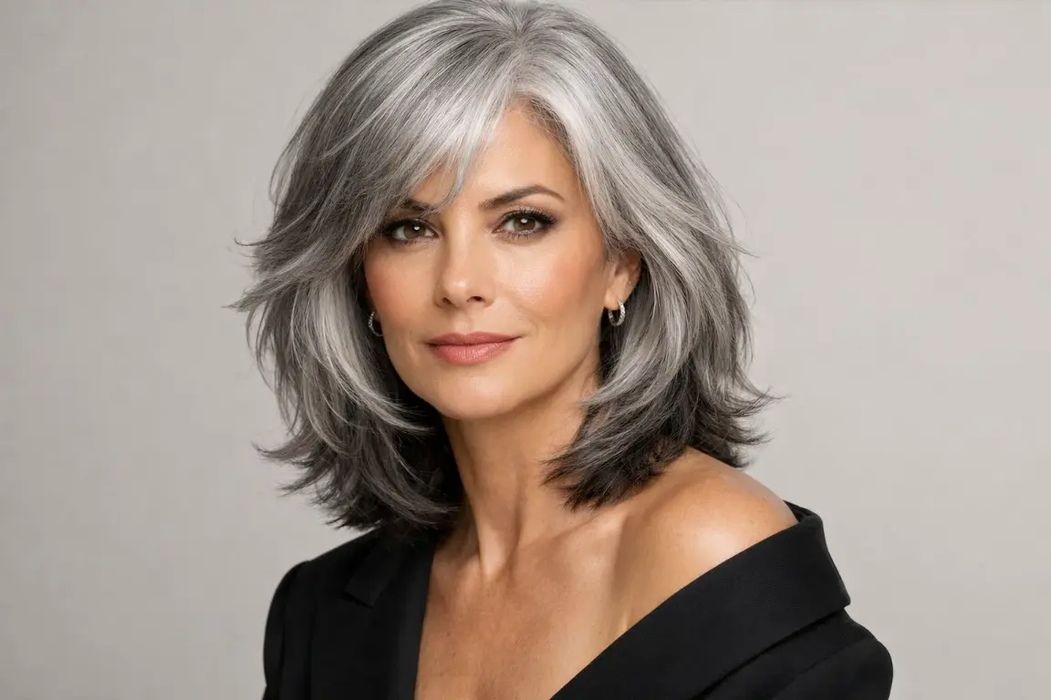 Silver and Gray Shoulder-Length Style