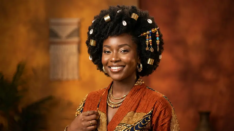 The Short Afro with Accessories