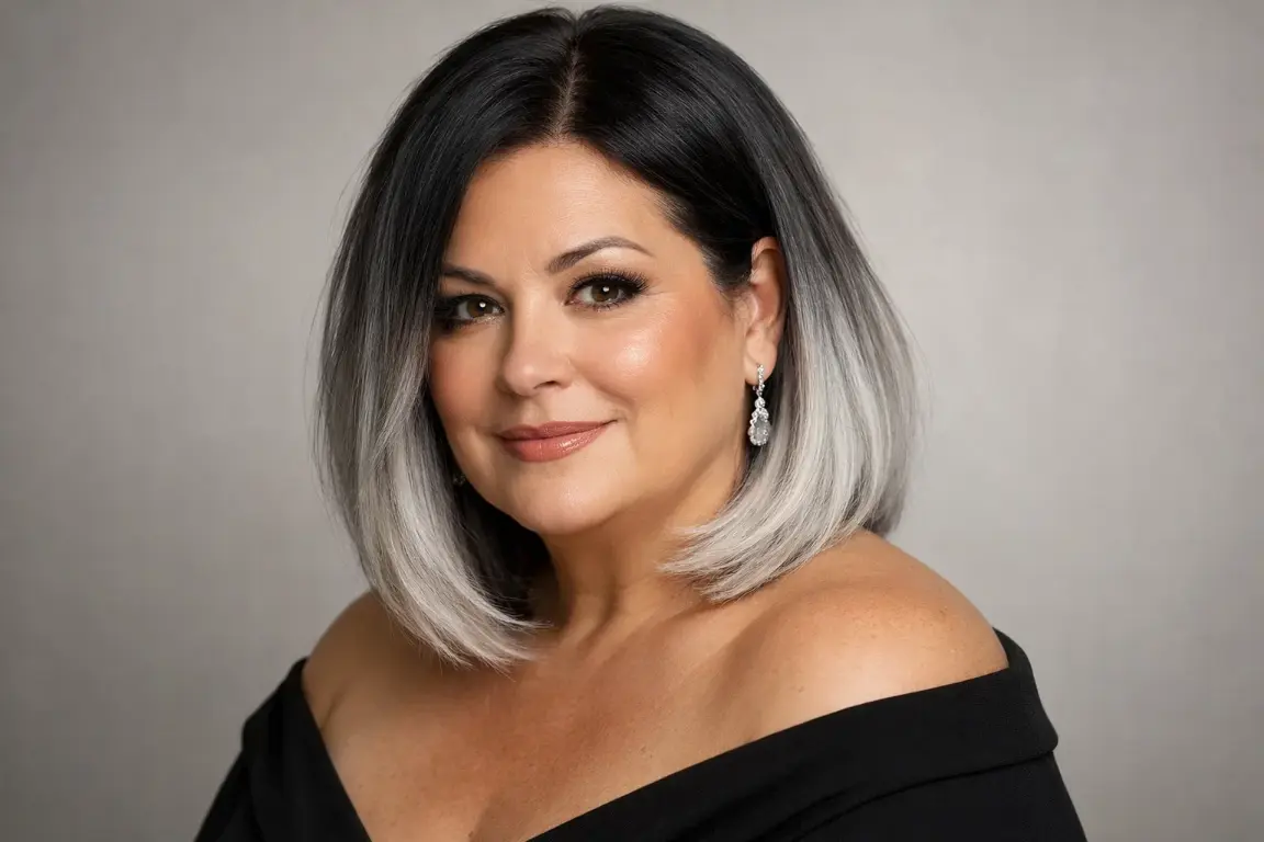 . The Chic Long Bob with Gray Ombre