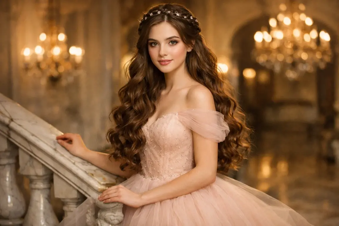 Crown Braid with Loose Curls Below