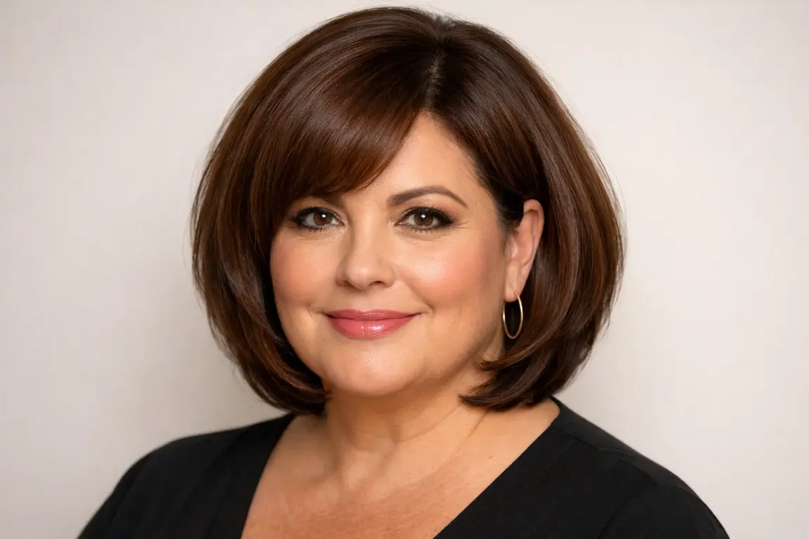 The Rounded Layered Bob at the Collarbone