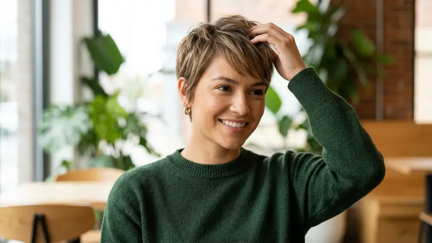 The Textured Pixie with Crown Volume