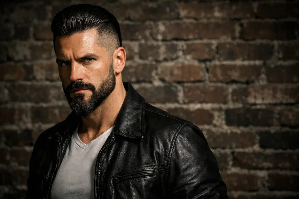 The Slick Back Undercut with Ducktail Beard