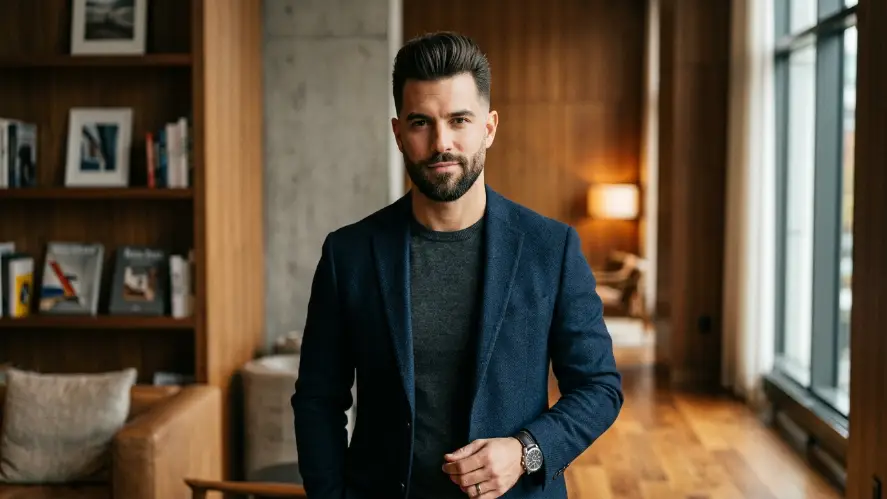 The Modern Pompadour with Beard Fade