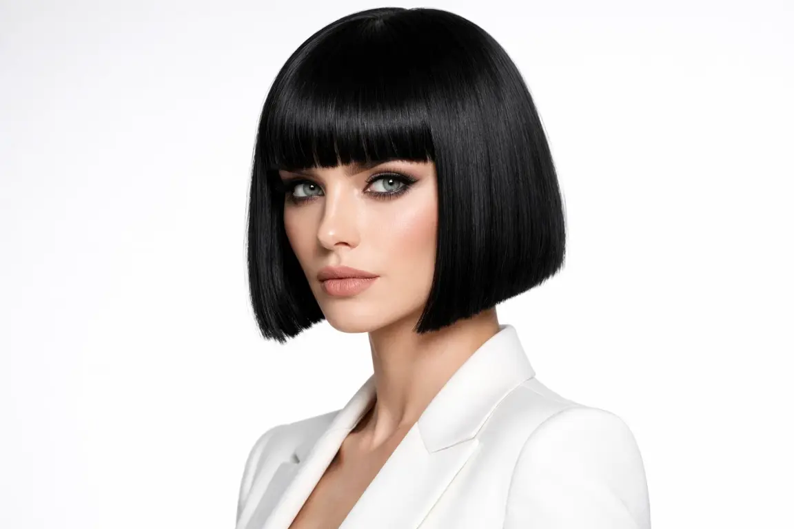 Blunt Bob with Straight Across Bangs