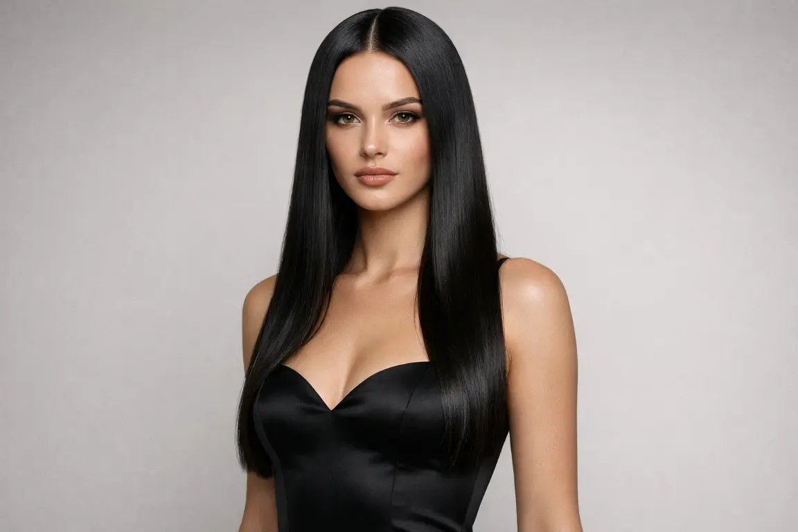 Sleek Middle-Part Straight Hair Down