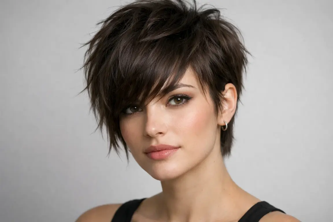 Choppy Pixie with Side-Swept Bangs