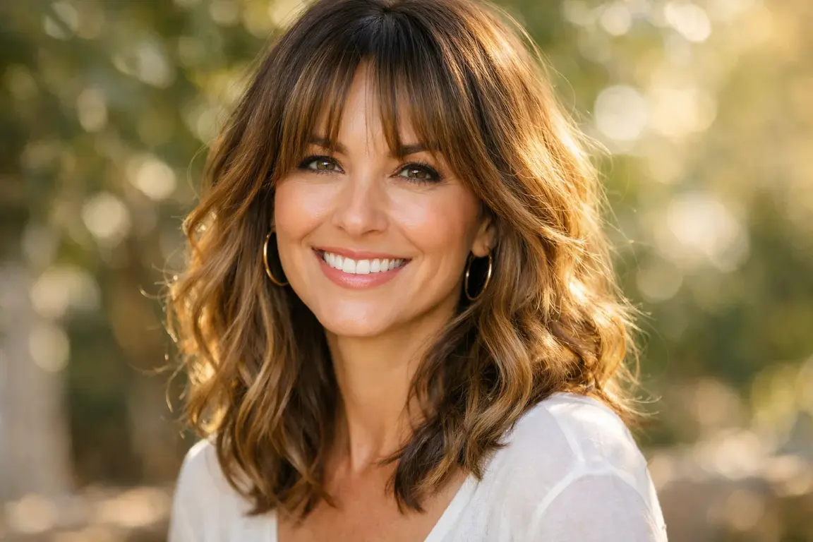 Curtain Bangs with Highlighted Waves