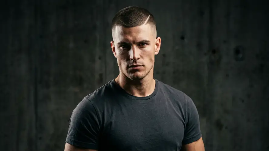 The Buzz Cut with Skin Fade and Hard Line