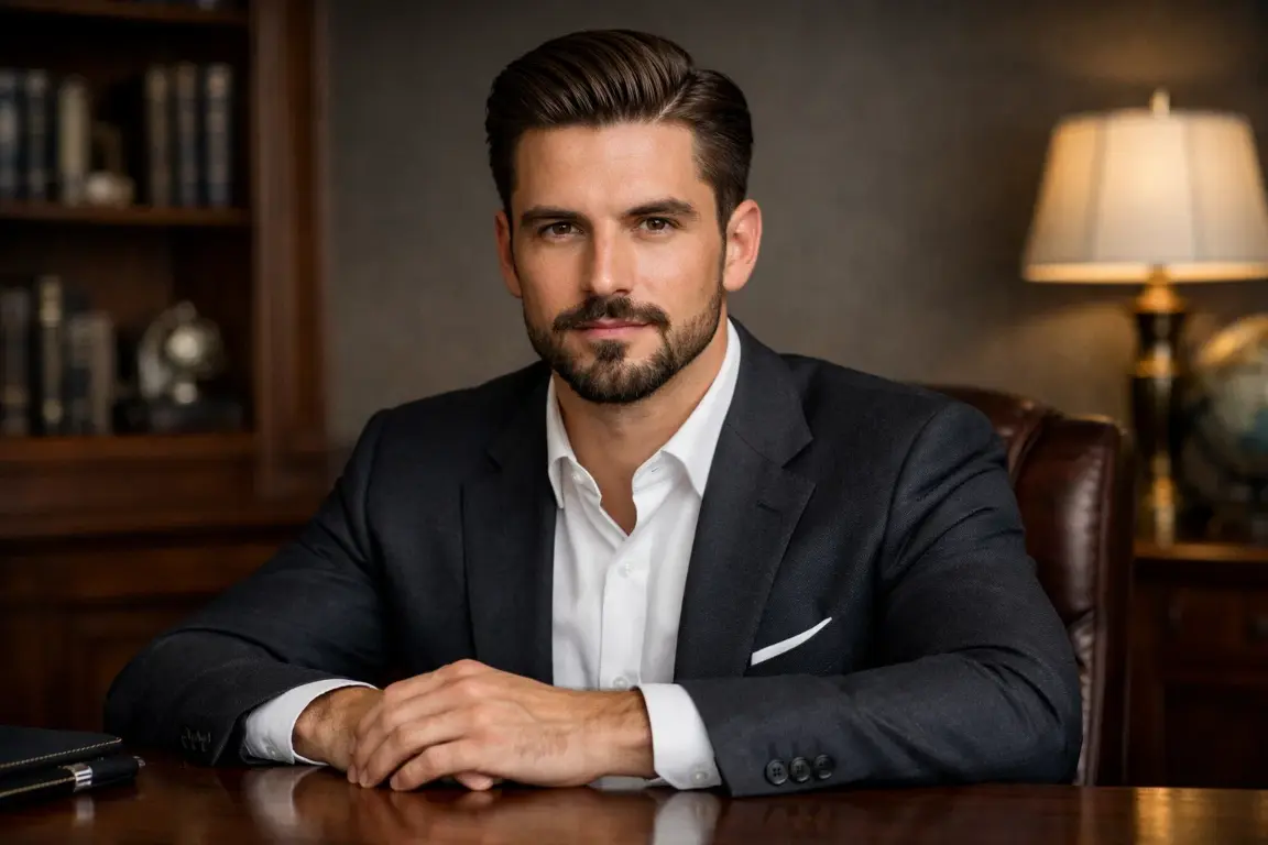 The Slick Back Side Part with Anchor Beard