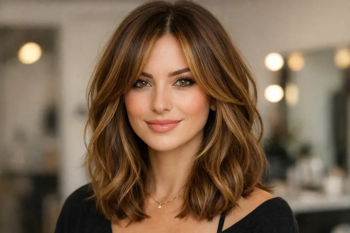 Face-Framing Waves with Caramel Blonde