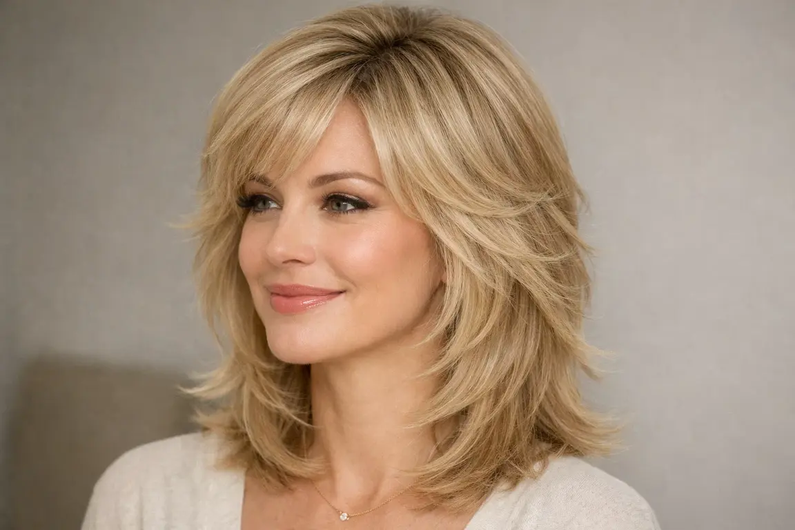 Feathered Layered Cut in Sandy Blonde