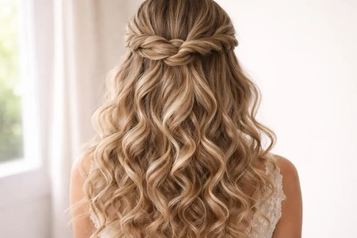 Curly Updo with Floral Accessories