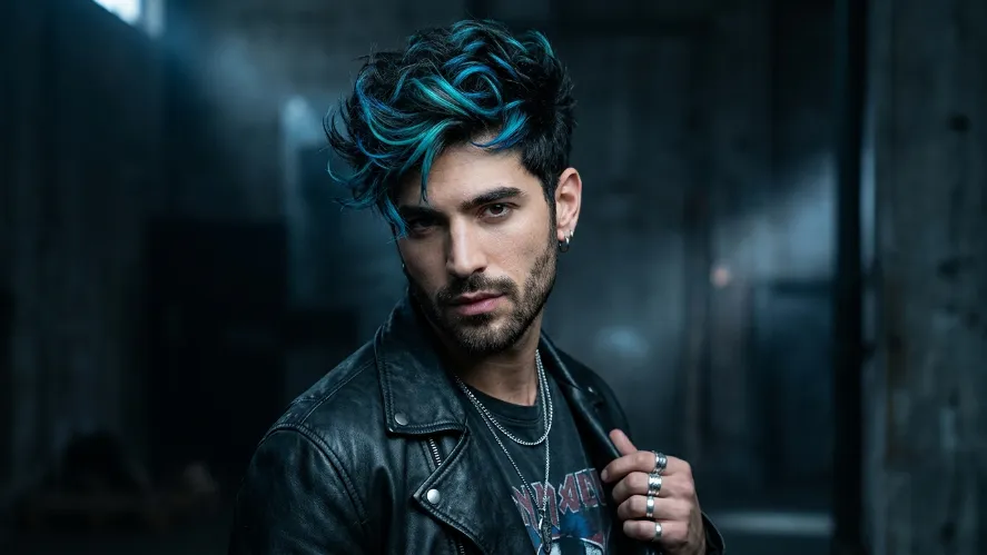 Teal and Blue Highlight Streaks