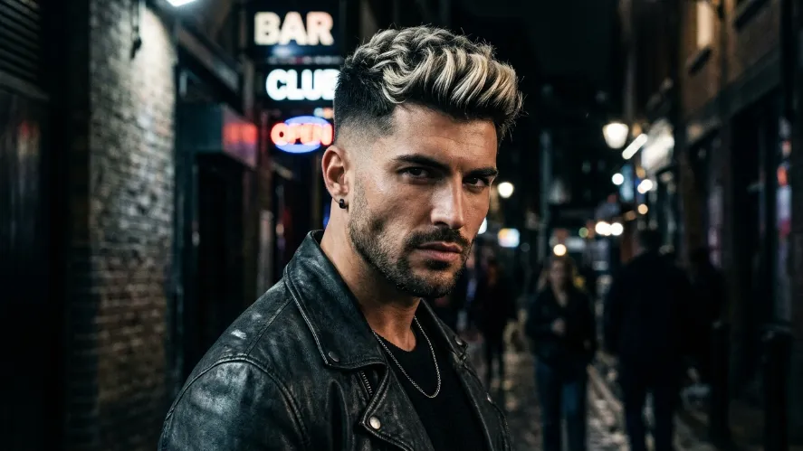 Platinum Blonde Highlights with Fade