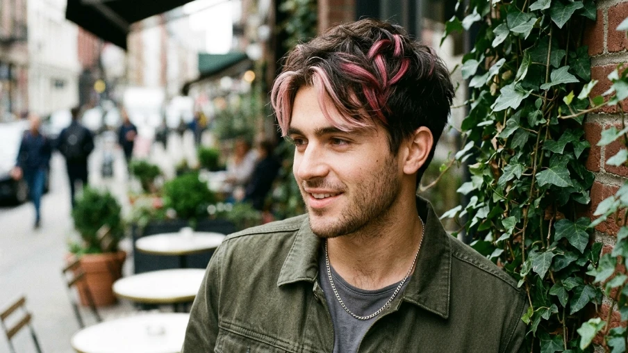 Pink Highlights on Dark Hair
