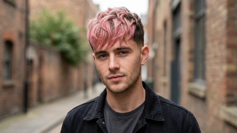 Modern Pink Hairstyle with Textured Fringe