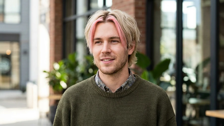 Pink Money Pieces on Blonde Hair