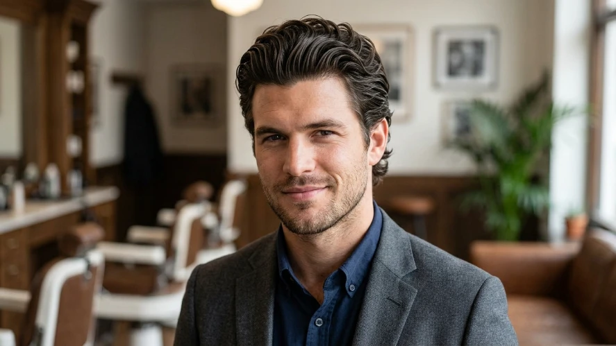 Voluminous Wavy Hair Slicked Back