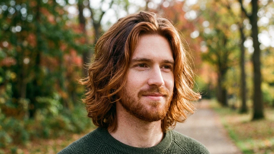 Medium Length Auburn Hair for Men