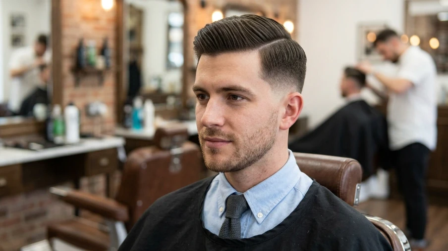 Mid Taper Fade With Side Part