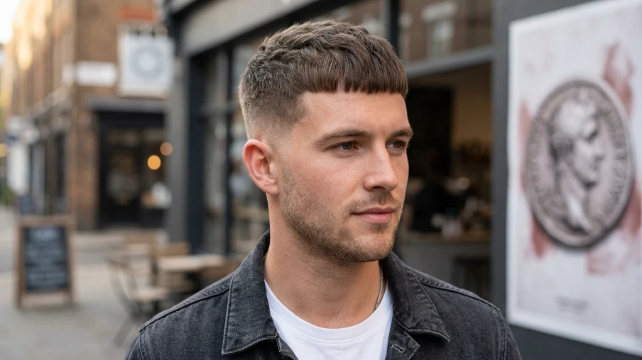 Mid Taper Fade With Caesar Cut
