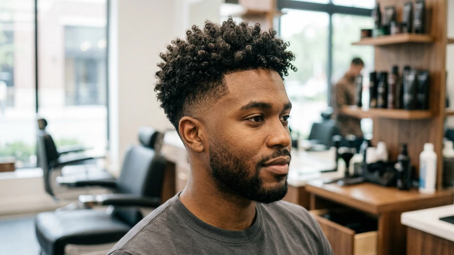 Curly Hair Mid Taper Fade