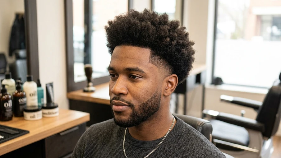 Mid Taper Fade With Afro