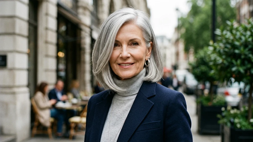 The Silver Bob with Side Part