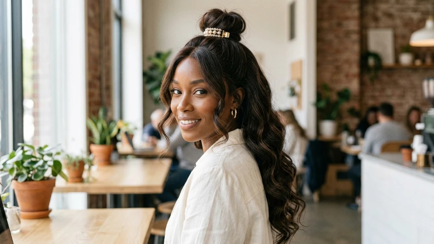 The Half Up Half Down Body Wave Style