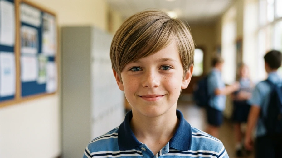 The Classic Boys Haircut with Side Swept Fringe