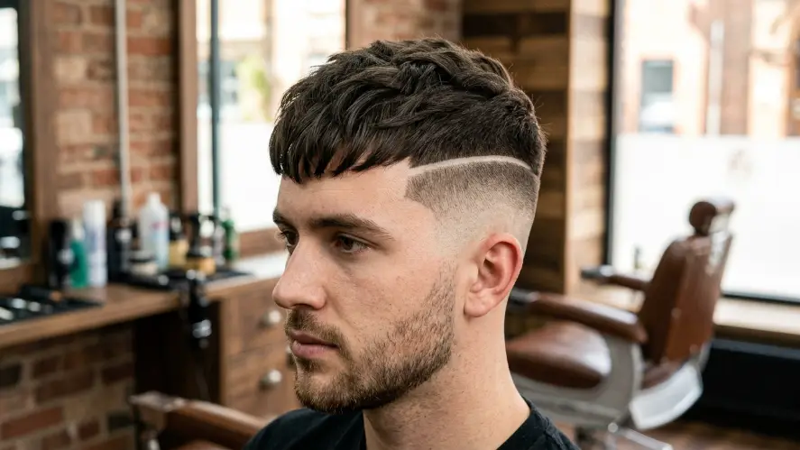 The Sharp Crop Hairstyle with Hard Part
