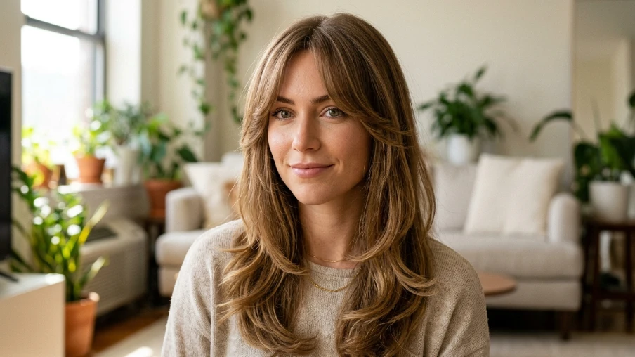 Curtain Bangs with Long Layered Hair
