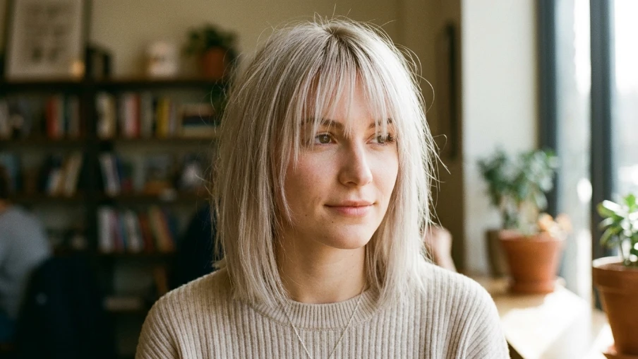 Wispy Bangs with Shoulder-Length Hair