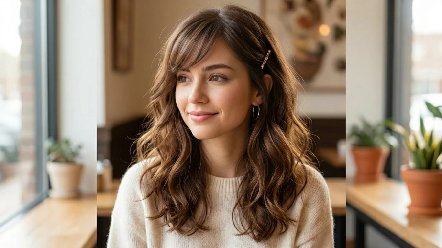 Romantic Waves With Side Swept Bangs
