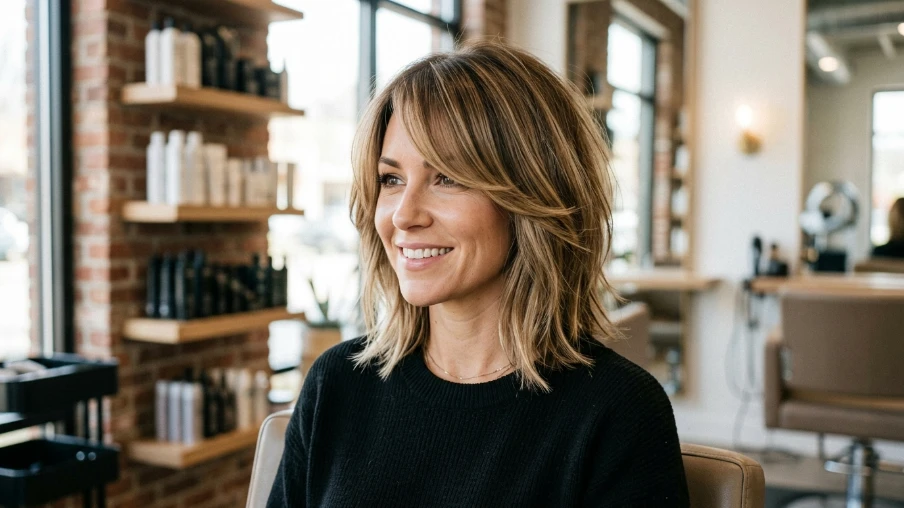 Layered Bob With Side Swept Bangs