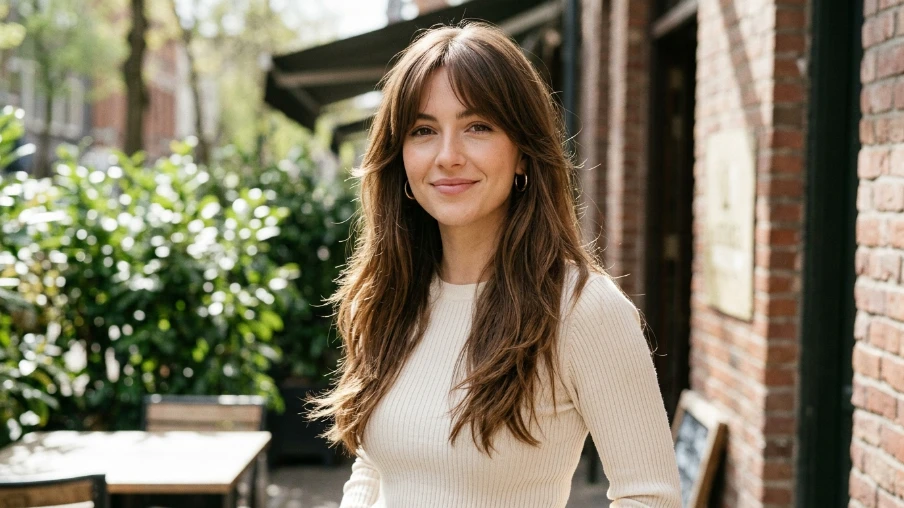 Long Hair With Side Swept Bangs