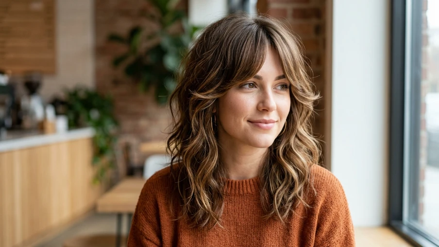 Feathered Side Bangs on Layered Hair